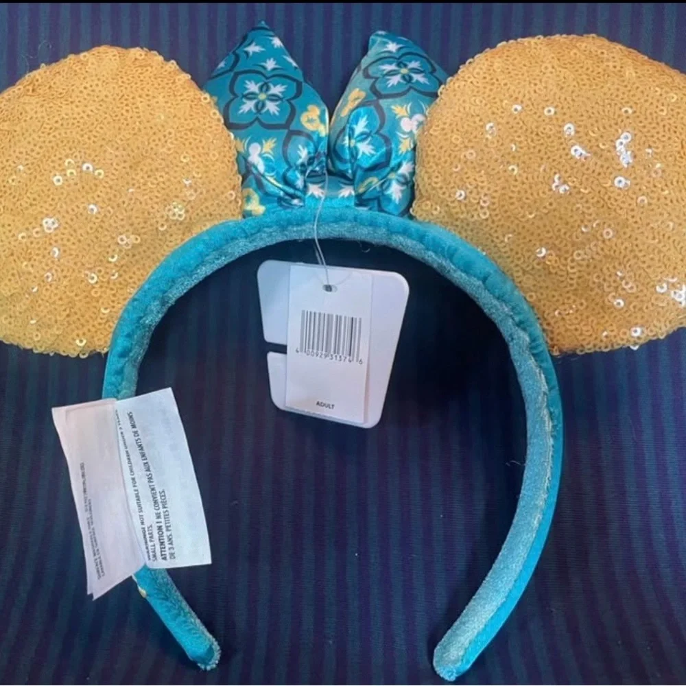 Disney Blue and Gold Floral Bow Headband - Picture 2 of 2